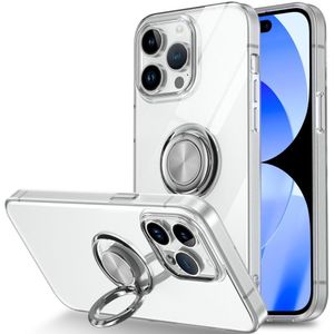 Apple iPhone 15 Plus Hoesje met Magnetische Kickstand Ring Transparant