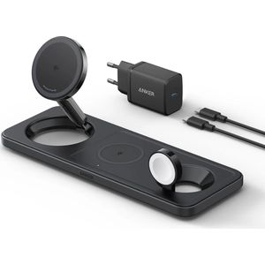 Anker MagGo Qi2 (15W) Draadloze MagSafe Oplader iPhone/AirPods/Watch Zwart