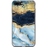 HappyCase Apple iPhone 8 Plus Flexibel TPU Hoesje Blauw Marmer Print