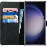 Rosso Deluxe Samsung Galaxy S23 Ultra Hoesje Echt Leer Book Case Zwart