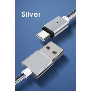 Essager 3A USB naar USB-C Fast Charge Oplaad Kabel 2M Zilver