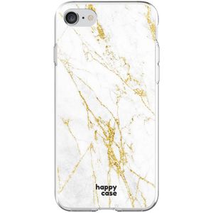 HappyCase Apple iPhone 8 Flexibel TPU Hoesje Wit Marmer Print