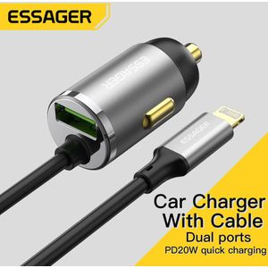 Essager 20W Fast Charge Autolader USB met Lightning Kabel 1.5M