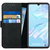 Rosso Deluxe Huawei P30 Hoesje Echt Leer Book Case Zwart