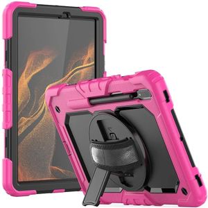 Samsung Galaxy Tab S8 Hoes met Screen Protector en Handriem Roze