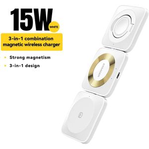 Essager 3-in-1 Opvouwbare Draadloze Lader iPhone/AirPods/Watch Wit