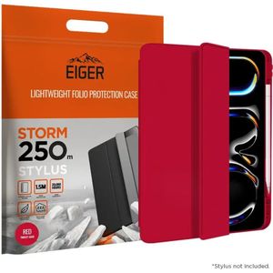 Eiger Storm 250m Stylus iPad Pro 11 (2024) Hoes Book Case met Pen Houder Rood