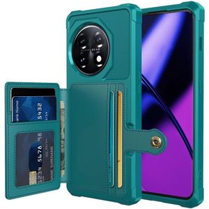 OnePlus 11 3 in 1 Back Cover Portemonnee Hoesje Groen Blauw