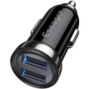 Essager 2.4A Dubbele USB Autolader 12W Zwart