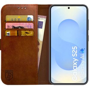 Rosso Element Samsung Galaxy S25 Hoesje Book Case Wallet Bruin