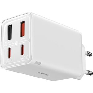 Baseus GaN6 65W USB-C/USB Snellader  100W USB-C Kabel 1M Wit