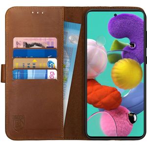 Rosso Deluxe Samsung Galaxy A71 Hoesje Echt Leer Book Case Bruin