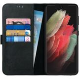 Rosso Deluxe Samsung Galaxy S21 Ultra Hoesje Wallet Case Leer Zwart