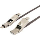 4Smarts 6-in-1 Combocord Kabel 1 Meter Grijs