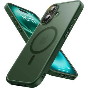 Apple iPhone 16 Hoesje met MagSafe Back Cover Matte Donkergroen