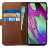 Rosso Deluxe Samsung Galaxy A40 Hoesje Echt Leer Book Case Bruin