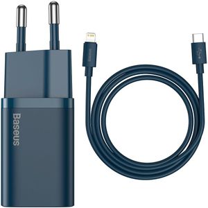 Baseus Snellader 20W PD  USB-C naar Apple Lightning Kabel 1M Blauw