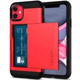 Spigen Slim Armor Card Holder Case Apple iPhone 11 Hoesje Rood