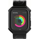 Apple Watch 40MM Hoesje Full Protect Carbon met Siliconen Bandje Zwart