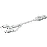 Mophie USB-A naar USB-C / Lightning / Micro-USB Kabel 1m Wit
