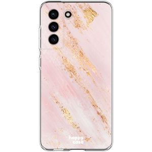 HappyCase Samsung Galaxy S21 FE Hoesje Flexibel TPU Pink Marmer Print
