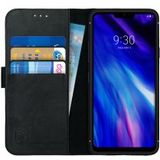 Rosso Deluxe LG G7 Hoesje Echt Leer Book Case Zwart