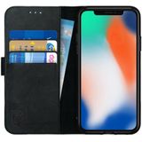 Rosso Deluxe Apple iPhone X / XS Hoesje Echt Leer Book Case Zwart