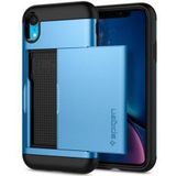 Spigen Slim Armor Card Holder Case Apple iPhone XR Hoesje Blauw