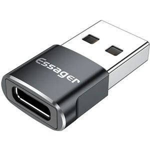 Essager USB 2.0 naar USB-C Mini Adapter 3A On The Go Converter Zwart
