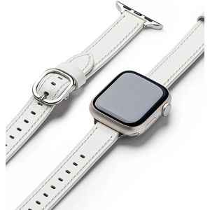 Ringke Leather One Slim - Apple Watch 1-9/SE 38MM/40MM/41MM Bandje - Wit