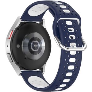 Universeel Smartwatch 20MM Bandje - Siliconen - Gespsluiting - Blauw Wit