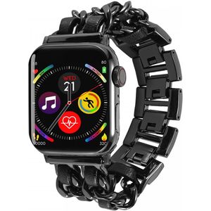 Apple Watch Bandje - 1-9/SE/Ultra 49MM/45MM/44MM/42MM - RVS - Zwart Grijs