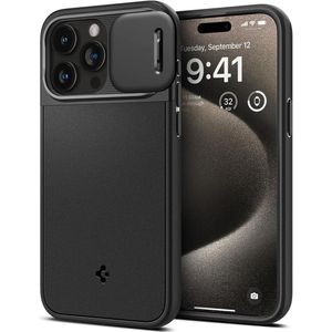 Spigen Optik Armor Apple iPhone 15 Pro Max Hoesje Camera Slider Zwart