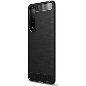 Sony Xperia 1 III Hoesje Geborsteld TPU Flexibele Back Cover Zwart