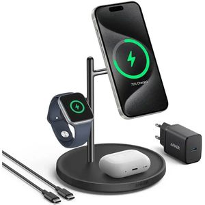 Anker MagGo Qi2 (15W) Draadloze MagSafe Oplader iPhone/AirPods (Pro)/Watch Zwart