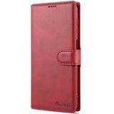 AZNS Samsung Galaxy A12 Hoesje Wallet Book Case Kunst Leer Rood