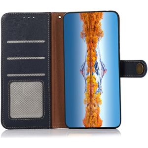 KHAZNEH Google Pixel 7a Hoesje RFID Book Case Echt Leer Blauw