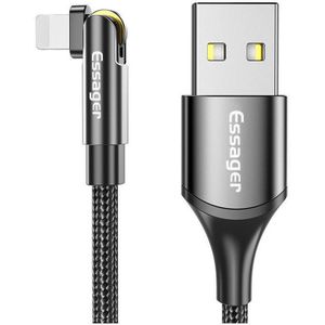 Essager 3A 180° Draaibare USB naar Lightning Oplaad Kabel 2M Zwart