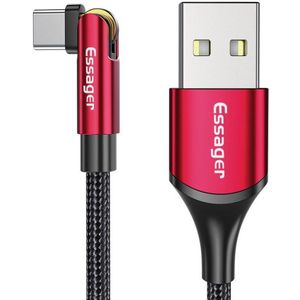 Essager 3A 180° Draaibare USB naar USB-C Kabel Fast Charge 1M Rood