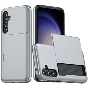 Samsung Galaxy S25 Hoesje met Slider Kaarthouder Back Cover Grijs