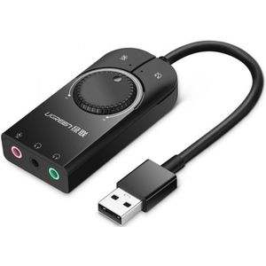 UGREEN USB naar 3.5mm Jack Adapter met Geluidregelaar Zwart