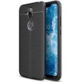 Nokia 8.1 Kunstleren Coating TPU Hoesje Zwart
