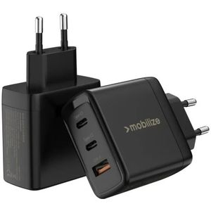 Mobilize 65W Power Delivery / PPS USB-C en USB-A GaN Adapter Zwart