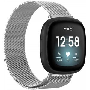 Fitbit Versa 3 / Sense Bandje - Milanese Staal Magneetsluiting - Zilver