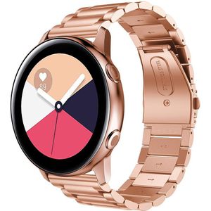 Universeel Smartwatch 20MM Bandje - Roestvrij Staal - met Schakels - Roze