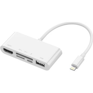 4smarts 5-in-1 Hub Lightning naar USB 2.0/HDMI/SD/Micro SD Wit