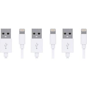 Witte 2m lange kabel voor Apple Lightning - Triple Pack