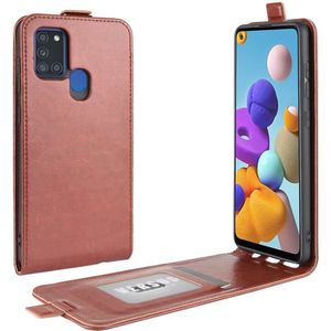 Samsung Galaxy A21s Hoesje Verticale Flipcase Crazy Horse Bruin