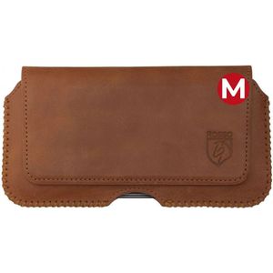 Rosso Deluxe Hoesje Belt Case Met Riemlus Echt Leer Medium Bruin