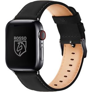 Rosso Deluxe - Apple Watch Bandje - 1-9/SE 38MM/40MM/41MM - Echt Leer Zwart